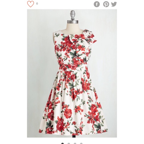 •SOLD• ModCloth Floral Dress with Bow - Picture 1 of 6